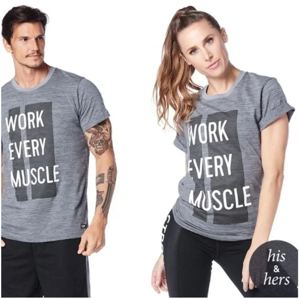 Zumba Fitness Strong Nation Work Out Shirt Unisex Grey Medium Dri Fit NwT